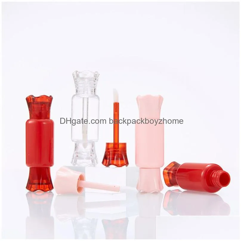 8ml candy shape lip gloss red pink lipstick lip balm refillable bottle lip oil wand tube mascara containers