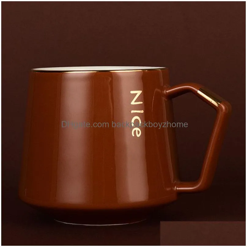 ceramic mug 370ml creative ins nordic coffee cup couple tea water coffee mugs with coffee spoons