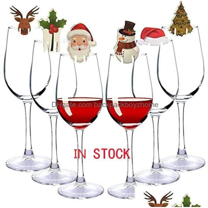 christmas wine cup tag 10pcs/lot champagne wine glass mug marker cartoon design xmas party bottle tag