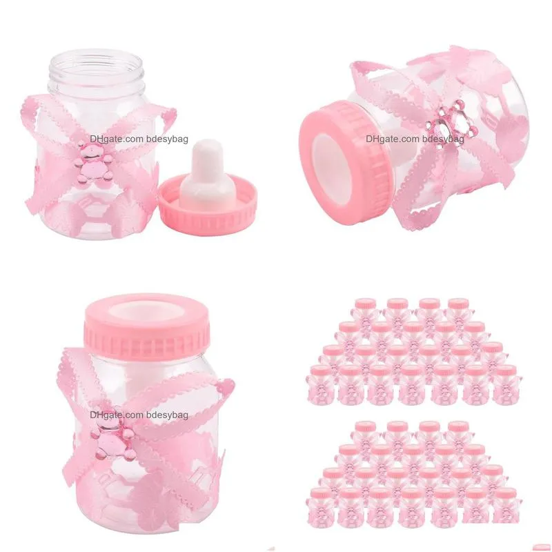 gift wrap x baby bottle mini 4x9cm rhinestone pink bear favor girl baptismgift