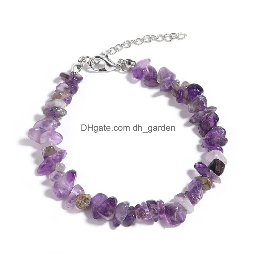 irregular natural gem stone bracelet chip beads nuggets fluorite amethyst rose crystal quartz bracelets bangles for women