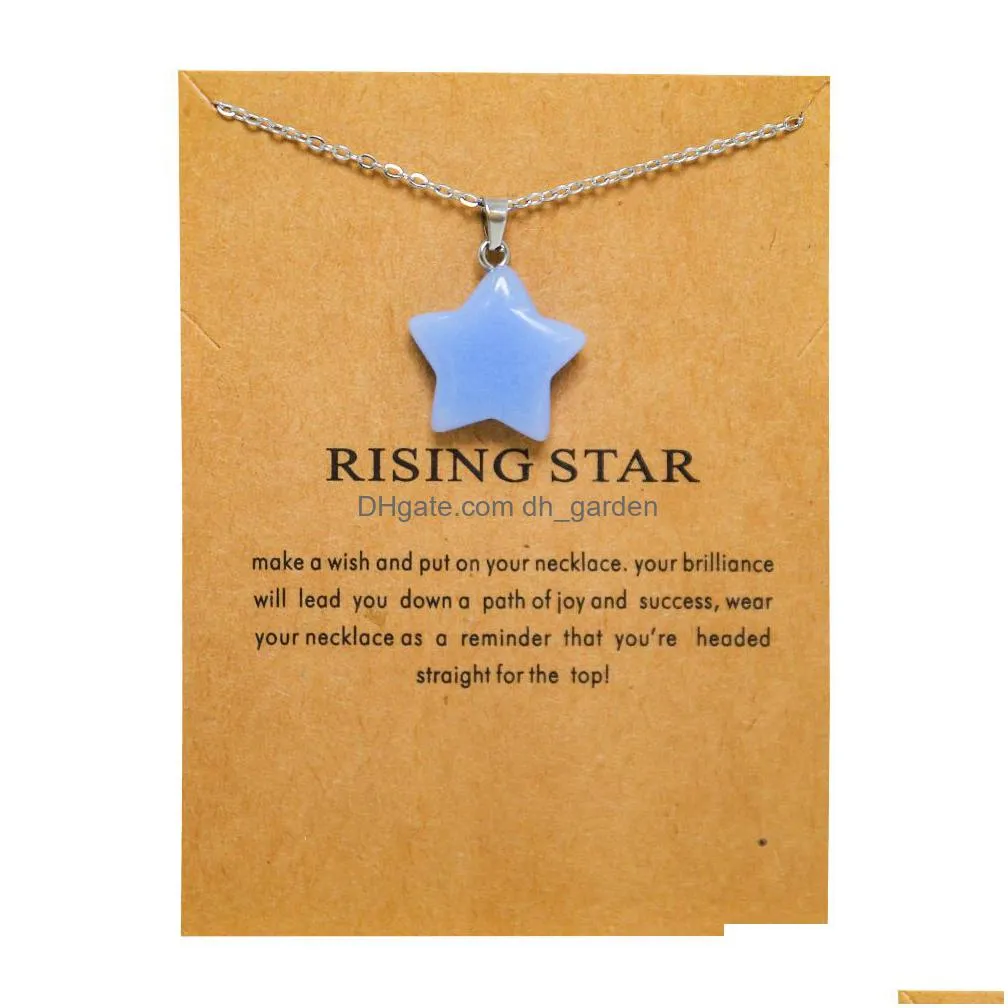 rising star luminous stone pendant blue green glow light in the dark necklace for jewelry making with card