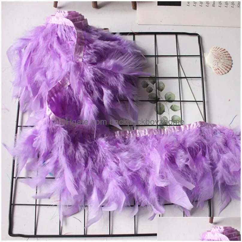 1m turkey feather costume trimming soft fluffy dyed colorful turkey feather ribbon lace party costume decoration