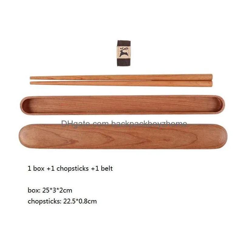 wooden cutlery set japanese wooden dinnerware gift set outdoor portable chopsticks spoon fork box flatware sets