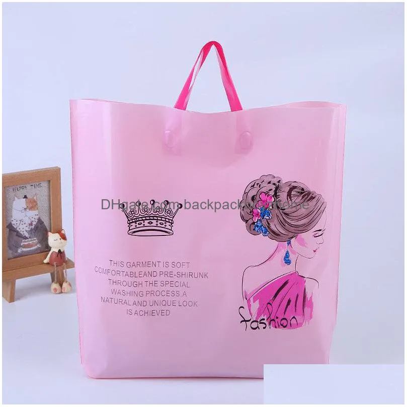 plastic gift bag with handle tote bag thick boutique gift clothing packaging bags garment shopping package bag