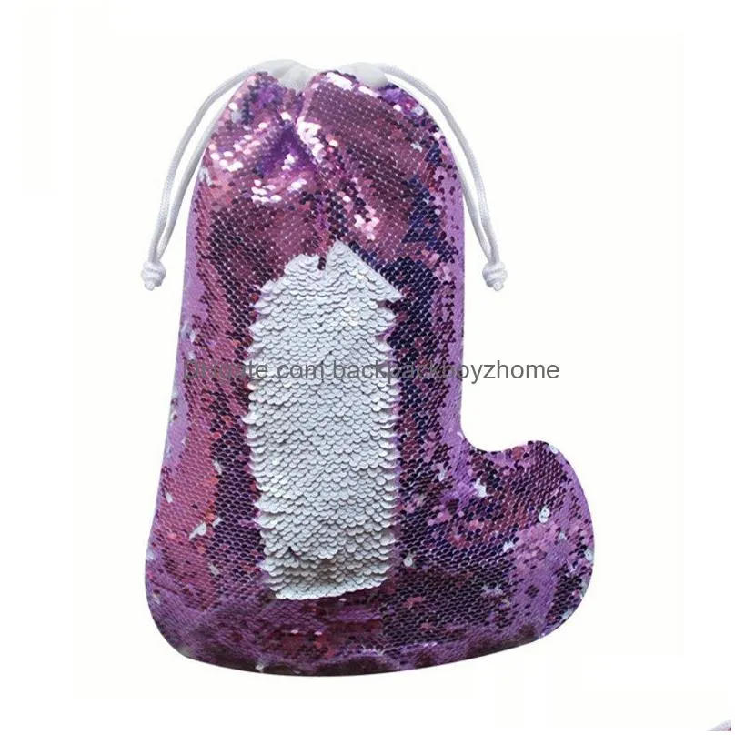 sequin christmas stocking xmas kids gift candy storage bag glitter christmas stocking christmas new year socks decor