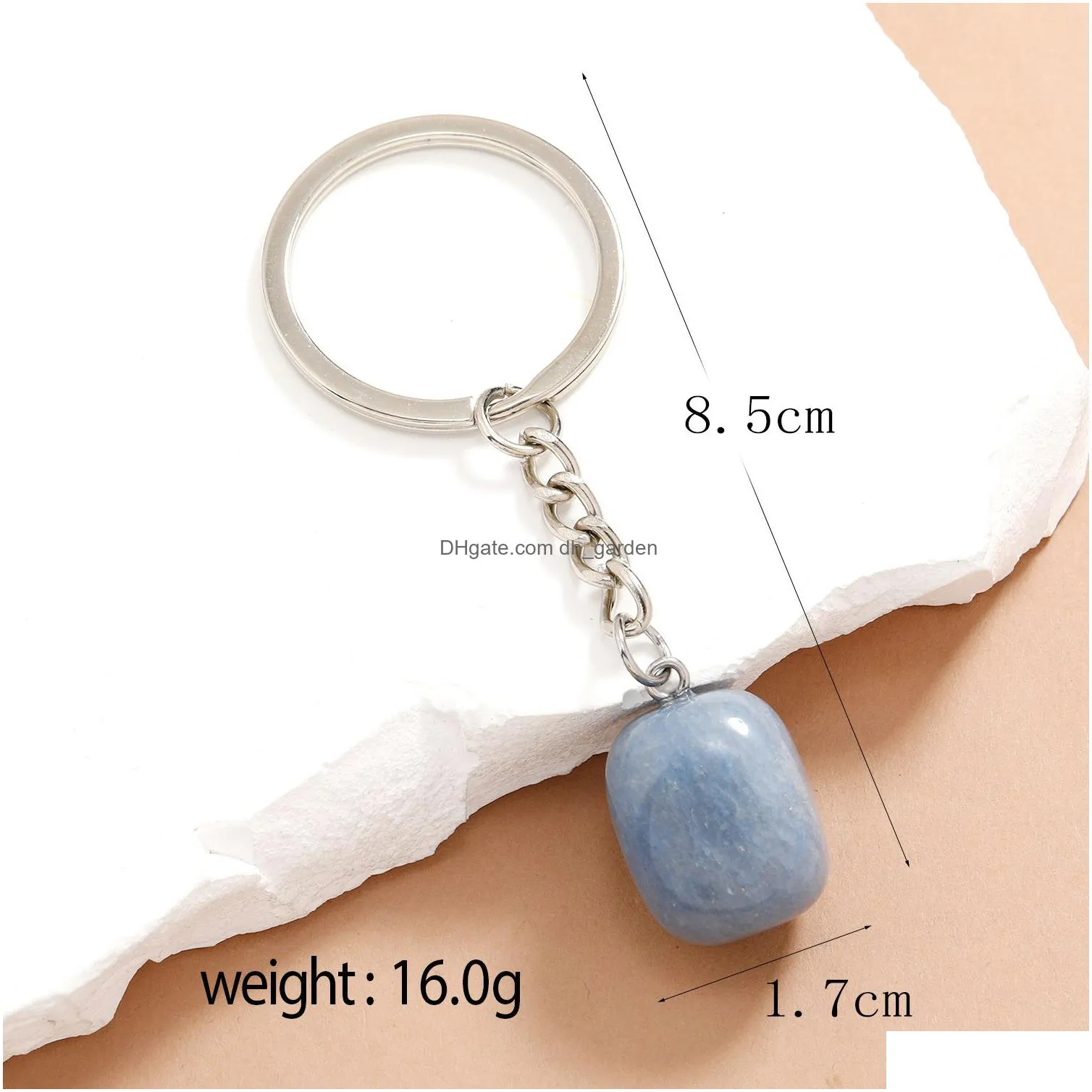 irregular ellipse crystal opal natural stone key rings square gem charms keychains healing crystal keyrings for women men