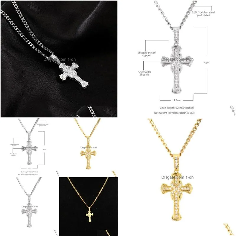 pendant necklaces 40mm vintage gothic religious christian faith mini cross chain collar choker for men jewelry giftpendant