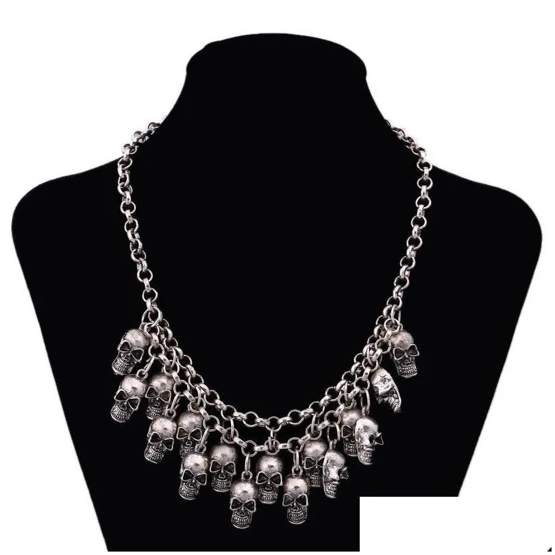 pendant necklaces vintage multiple skull pendants statement for women boho colar maxi accessories jewelry gift bijouxpendant