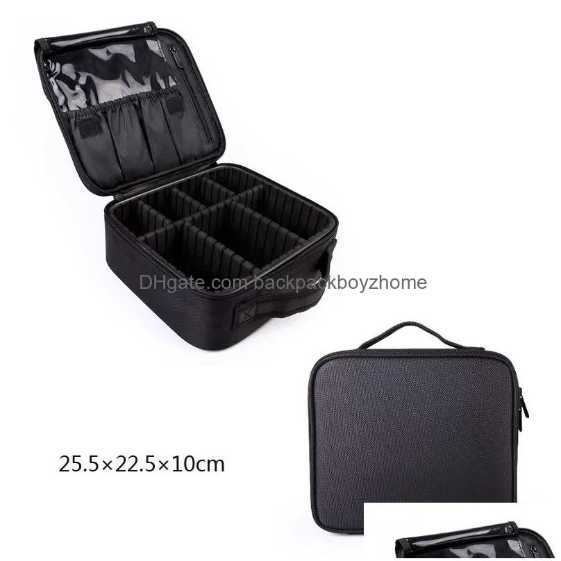 professional portable makeup bag travel waterproof cosmetic organizer with adjustable dividers