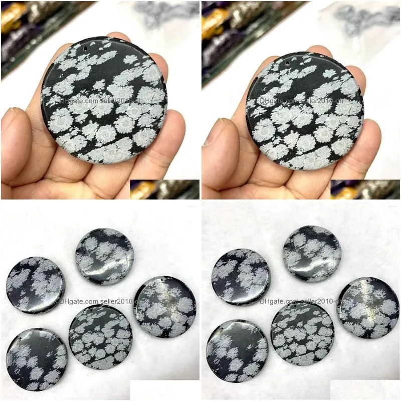 pendant necklaces snowflake obsidian stone natural gemstone jewelry necklace for women men gift wholesale 