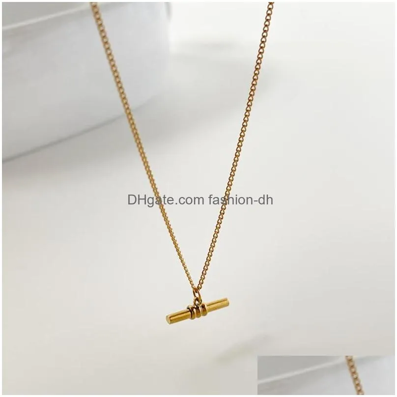 pendant necklaces monlansher cute long stick necklace gold color titanium steel thin chain for women minimalist jewelrypendant