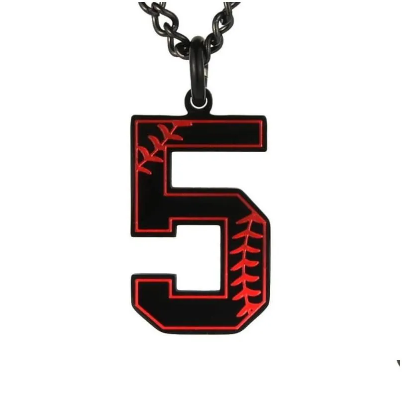 pendant necklaces stainless steel black silver baseball number 09 necklace for men inspiration fashion charm jewelry gift