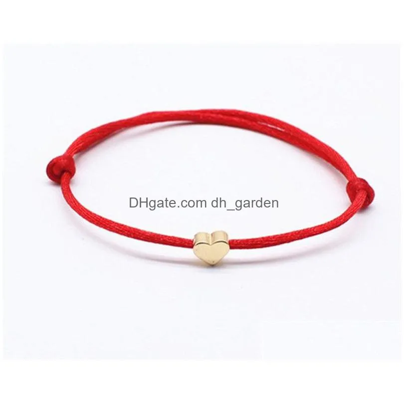 handmade heart crown charm bracelet lucky red string wax rope bracelets friendship jewelry