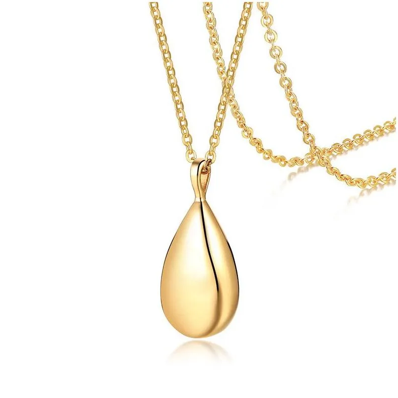 pendant necklaces zorcvens fashion urn water tear drop necklace stainless steel droplet collar for women men ash jewelry