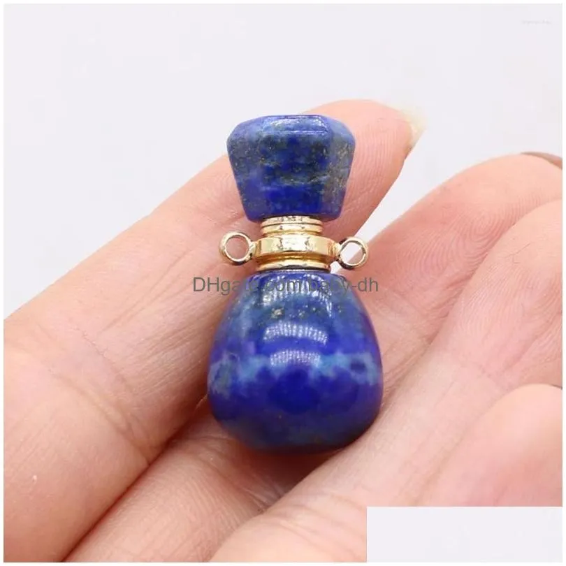 pendant necklaces natural lapis lazuli perfume bottle connector essential oil diffuser charm for jewelry making diy necklace
