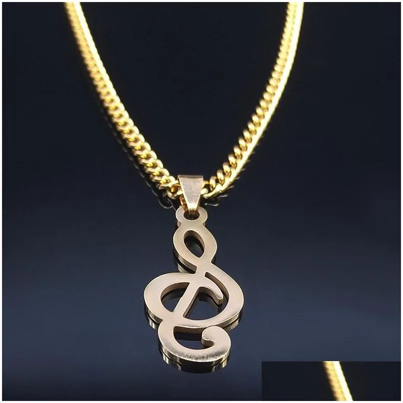 pendant necklaces fashion stainless steel music note pendants for men/women chain jewery collares para mujer n1143s06pendant