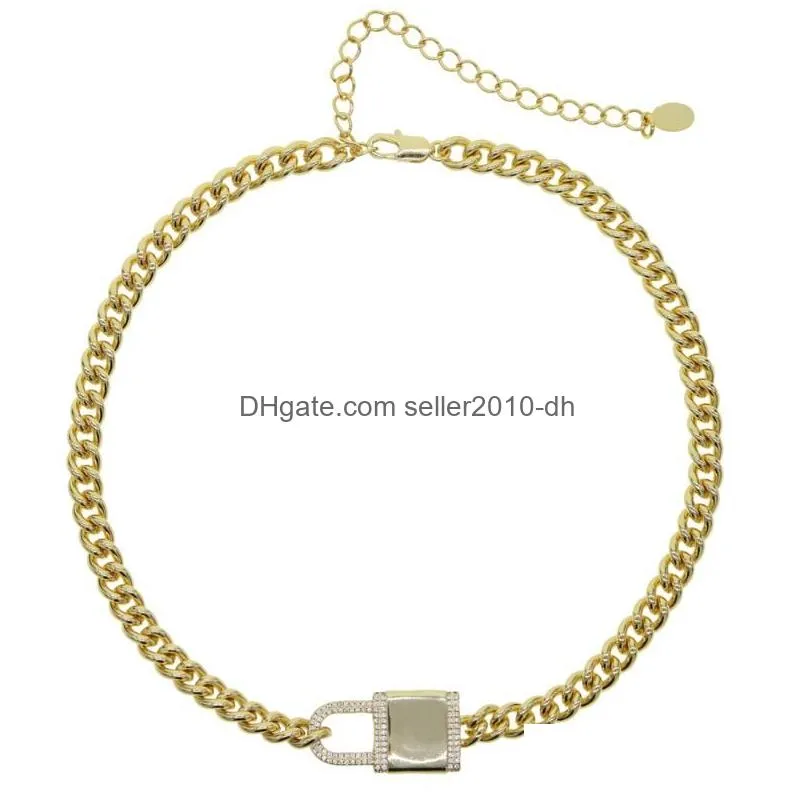 pendant necklaces hip hop women iced out bling rhinestone wide  cuban link chain choke with thin cz stones mens charm key