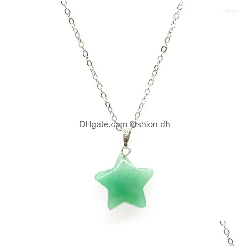 pendant necklaces creativity star lucky stone necklace for woman purple pink black green 18 color optional necklacependant