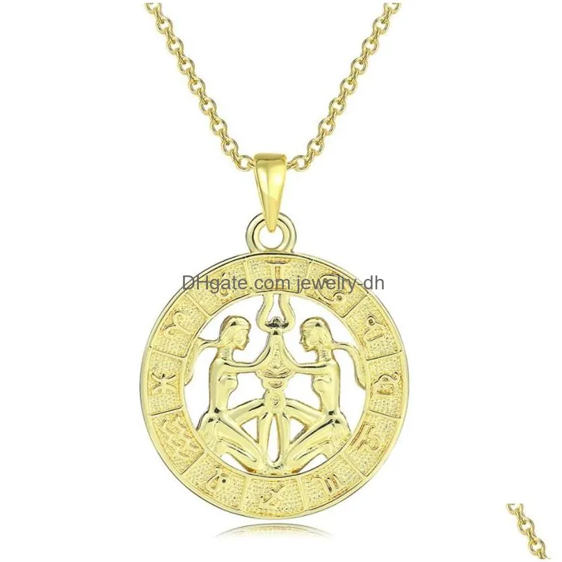 pendant necklaces ailodo 12 zodiac sign constellations pendants for women men aries leo horoscope necklace fashion jewelry girls