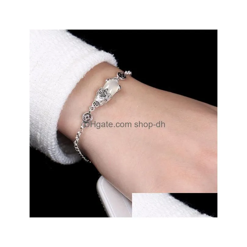 charm bracelets one luk silver s925 sterling vintage marxistmosaic jade ladys upscale mini wild bracelet wholesale