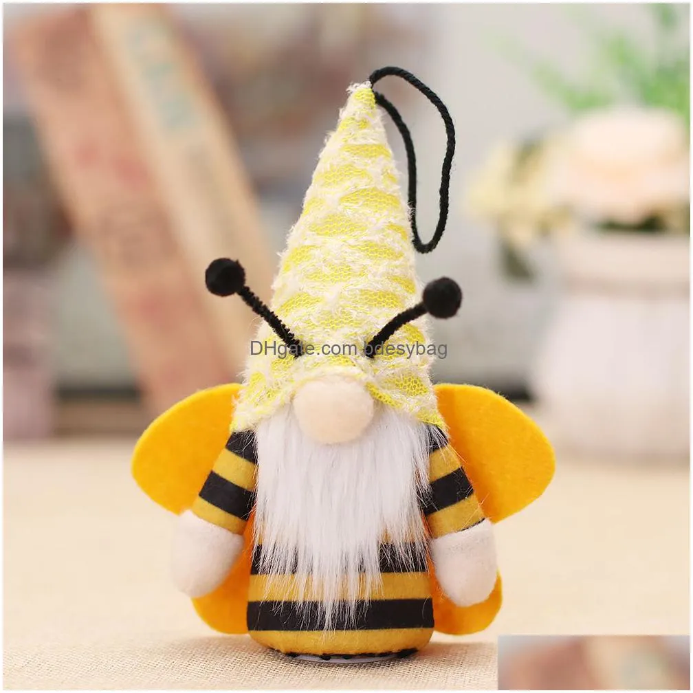 honeybee party festival gnome plush toys with lighted mr and mrs spring gnomes ornaments world bee day decor