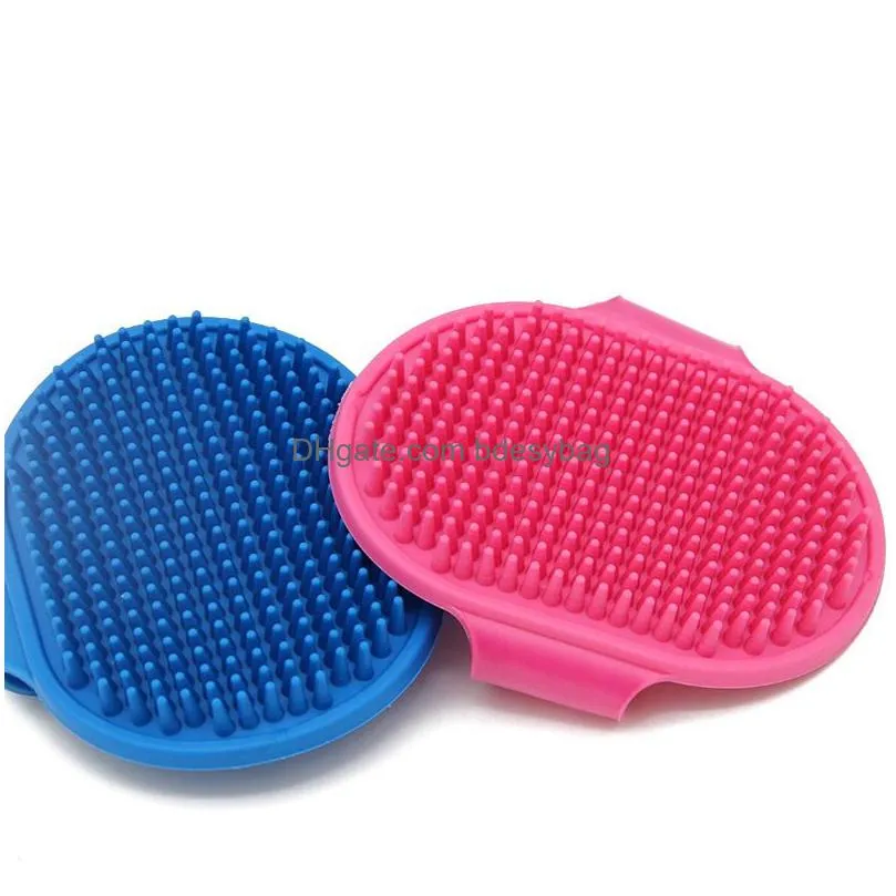 dog grooming brush bath soothing massage rubber comb with adjustable ring handle for long short haired dogs and cats