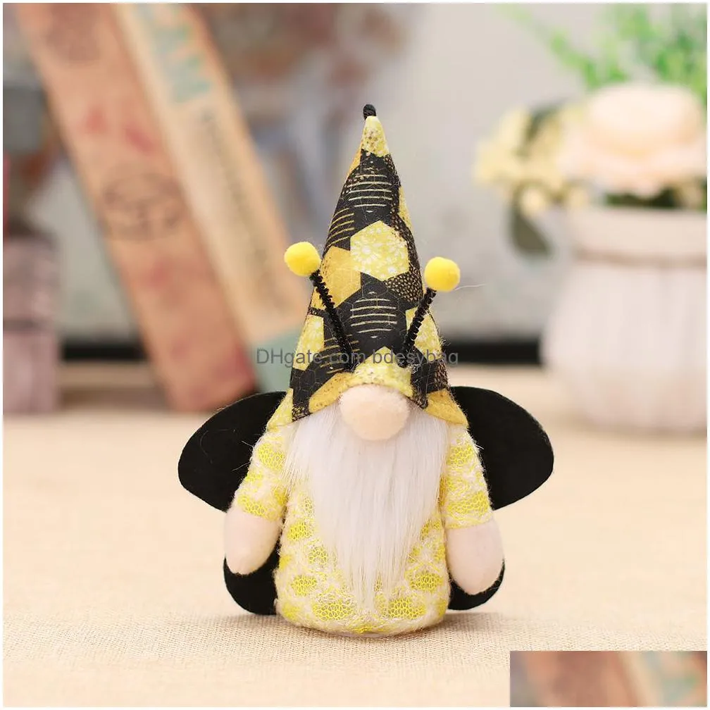 honeybee party festival gnome plush toys with lighted mr and mrs spring gnomes ornaments world bee day decor