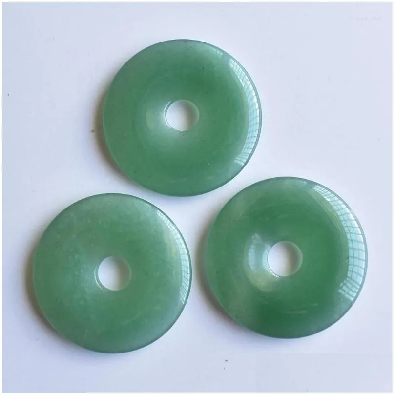 pendant necklaces natural stone  necklace 40mm round green aventurine ladies jewelry gifts wholesale 6pcs/lot