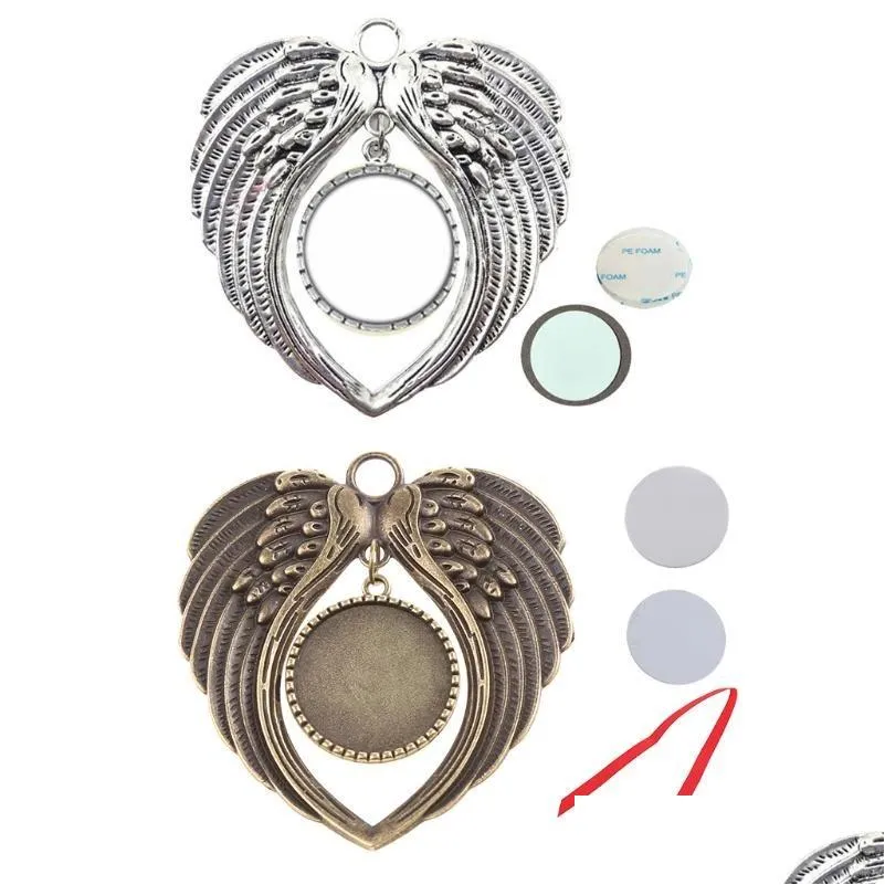 pendant necklaces angel wing diy po blank transfer printing mdf jewelry makingpendant