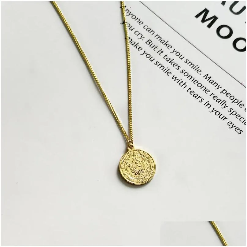 pendant necklaces ghidbk argentina boho gold sun coin women double sided celestial medallion chokers delicate design collars