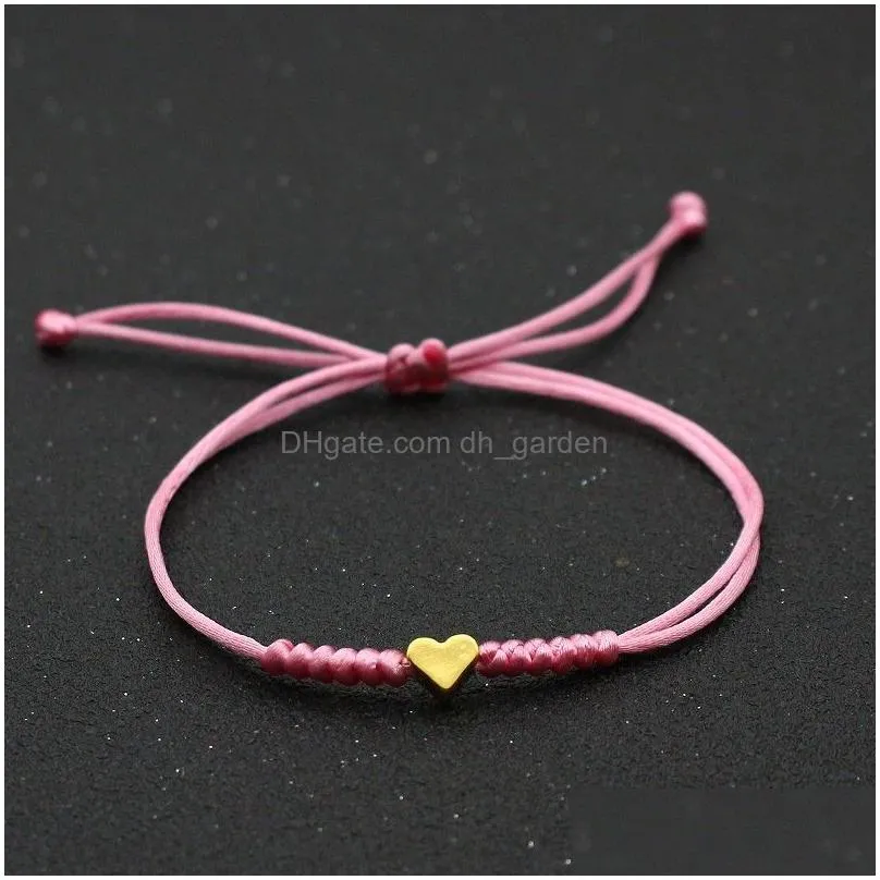 gold silver love heart bracelet couple wish lucky red string braided adjustable charm bracelets for women men jewelry