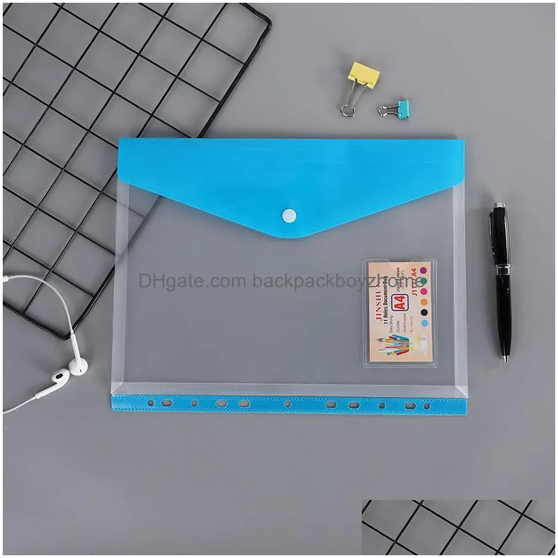 a4 pp 11 hole binder looseleaf notebook bag waterproof school business office file folder bag translucent document storage pouch