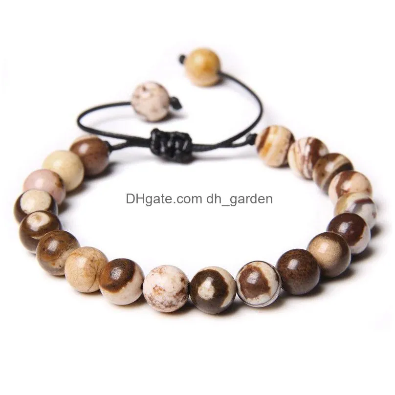 tiger eye stone beaded bracelet adjustable strands braided rope bangles 8mm natural lava rock men women yoga healing balance bracelets