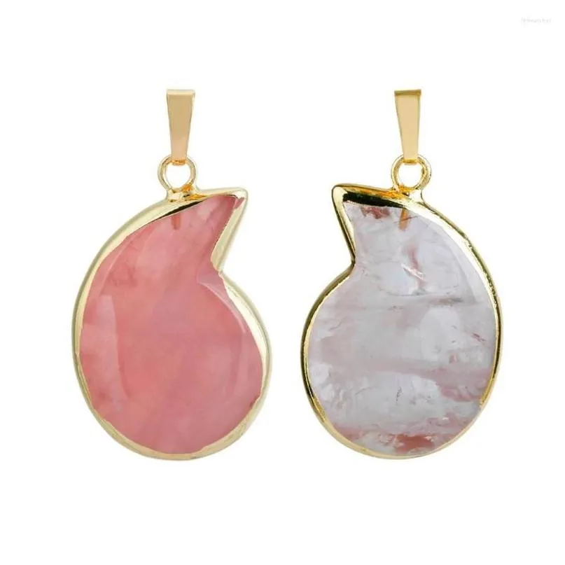 pendant necklaces sunyik natural rock quartz stone spiral swirl crystal healing reiki charms gold color jewelry for women