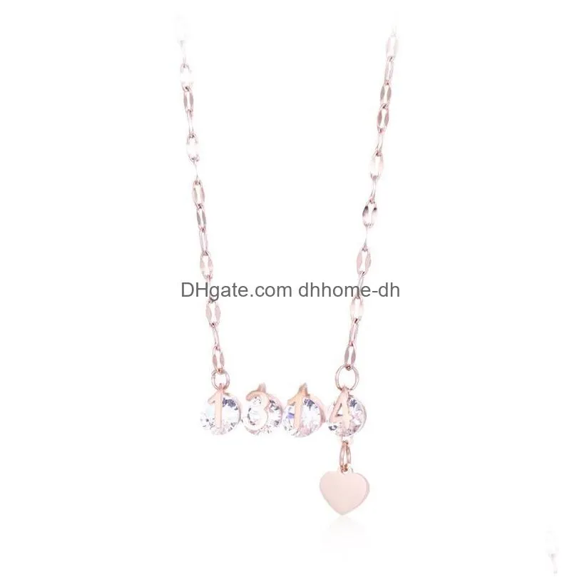 pendant necklaces stainless steel rose gold love zircon necklace womens fashion clavicle chain jewelry necklacependant elle22