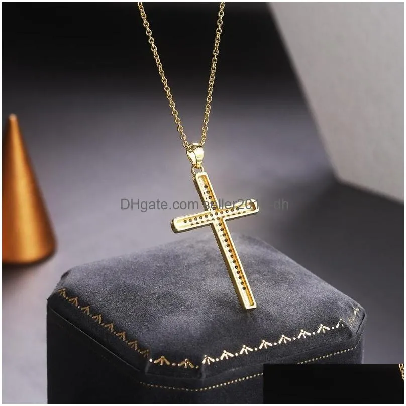 pendant necklaces goth pendants necklace for women classic cross choker chain zircon light gold color womens wholesale jewelry