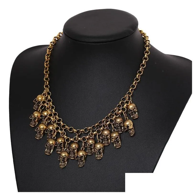 pendant necklaces vintage multiple skull pendants statement for women boho colar maxi accessories jewelry gift bijouxpendant