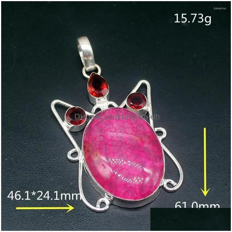 pendant necklaces hermosa jewelry adorable natural botswana agate red garnet silver color charm necklace for women gifts 20234766