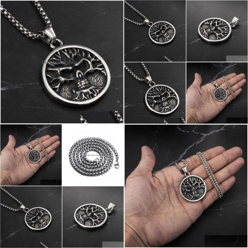 pendant necklaces celtic tree of life man round necklace mens amulet accessories party jewelrypendant