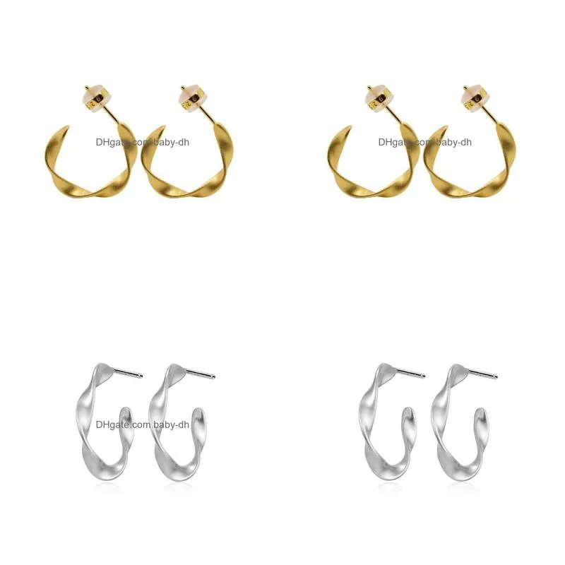 stud wave earrings 2021 925 silver electroplating k gold elegant retro craft fashion trend