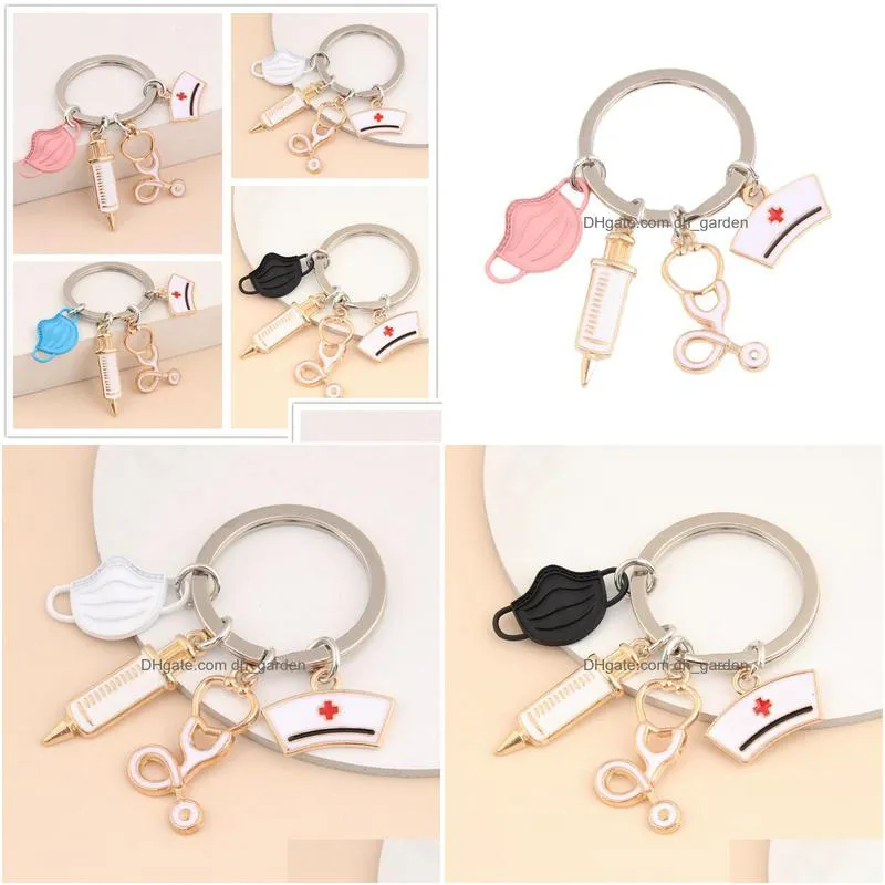 doctor keychain medical tool key ring injection syringe stethoscope nurse cap key chain medico gift diy jewelry handmade