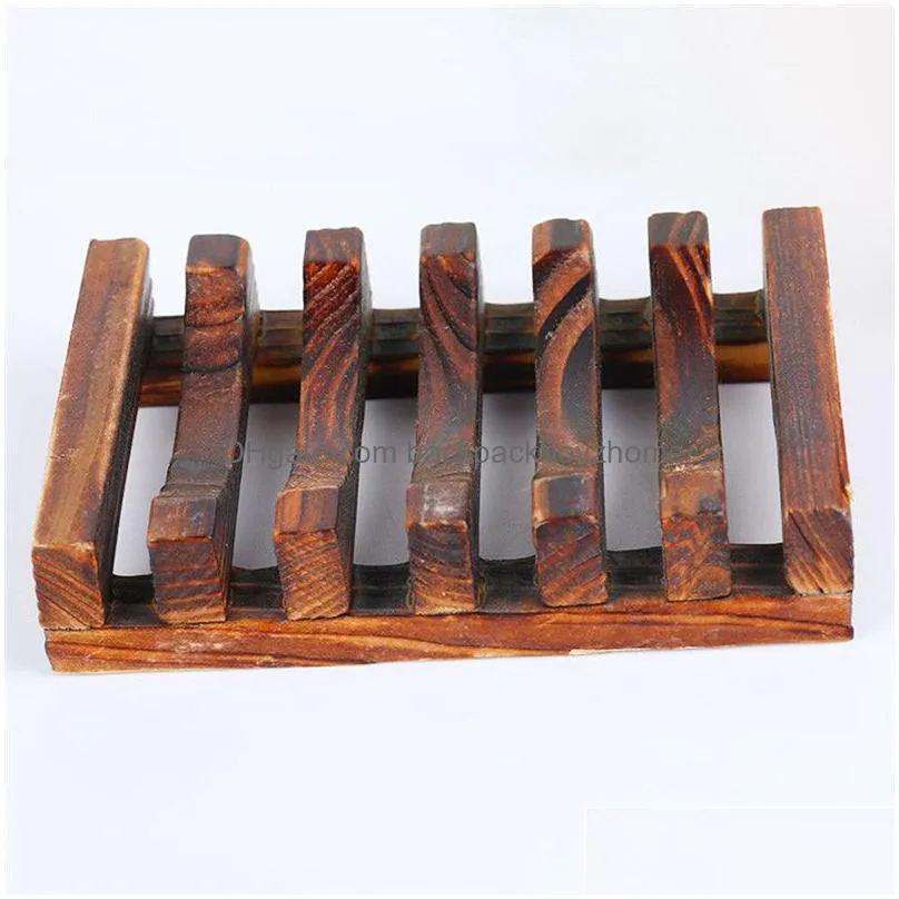 wood soap hollow rack natural bamboo tray holder sink deck bathtub shower toilet soap dishes