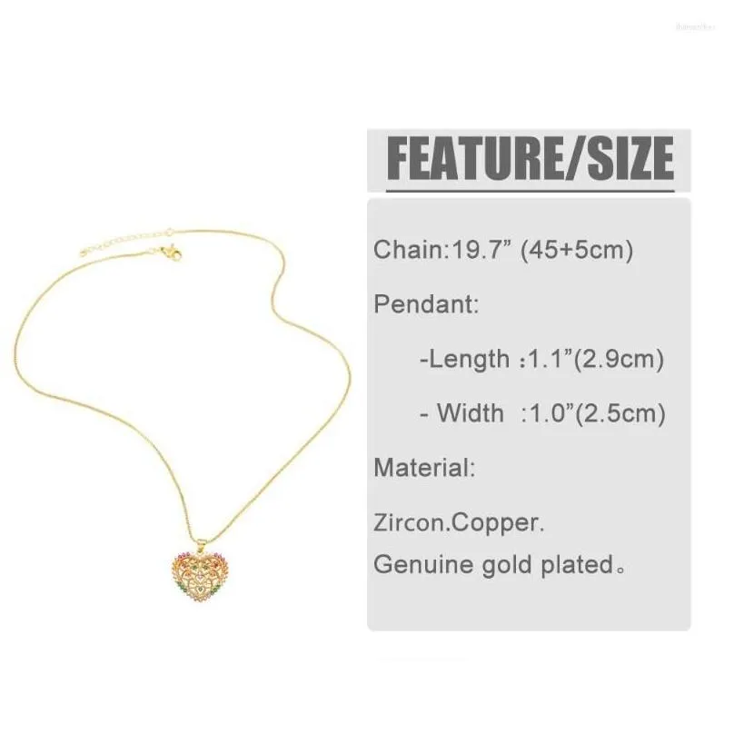 pendant necklaces flola multicolor crystal big heart for women cz green tree of life necklace gold plated romantic jewelry gifts