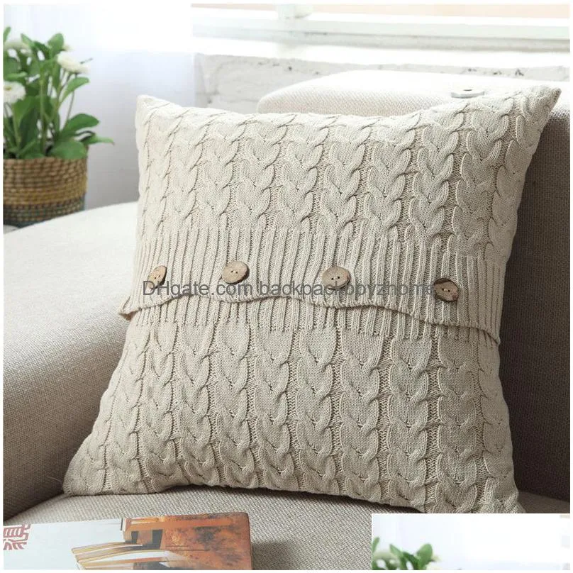 christmas knitted pillow case knitting ins styles sofa car pillow case crochet button 45x45cm home pillowcase decor