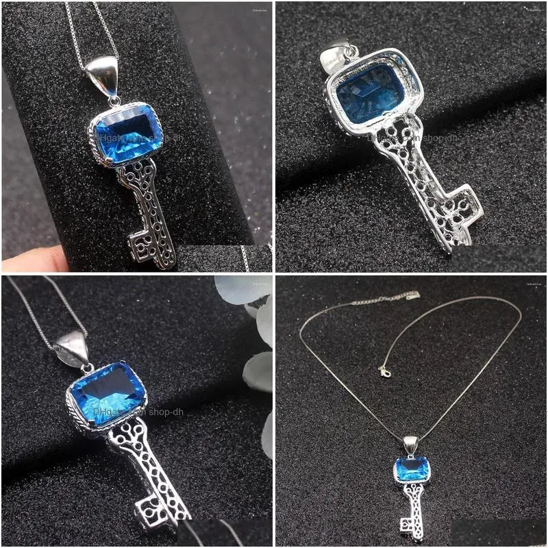 pendant necklaces hermosa royal charming ocean bluetopaz silver color necklace for women 20 inch
