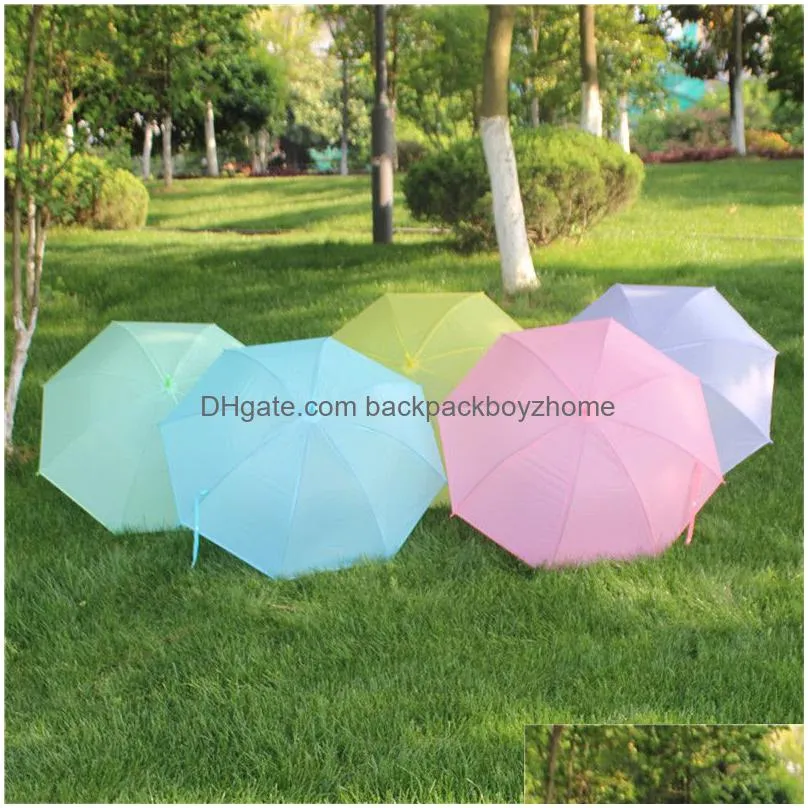 candy color umbrella long handle frosted umbrella pvc automatic 8 bone pvc umbrellas pink green yellow solid color umbrellas