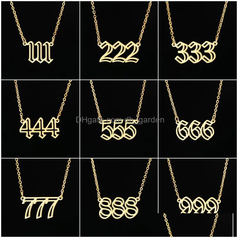 angel numbers pendants necklaces lucky 111999 stainless steel chain necklace numerology hollow out jewelry women gift valentines day