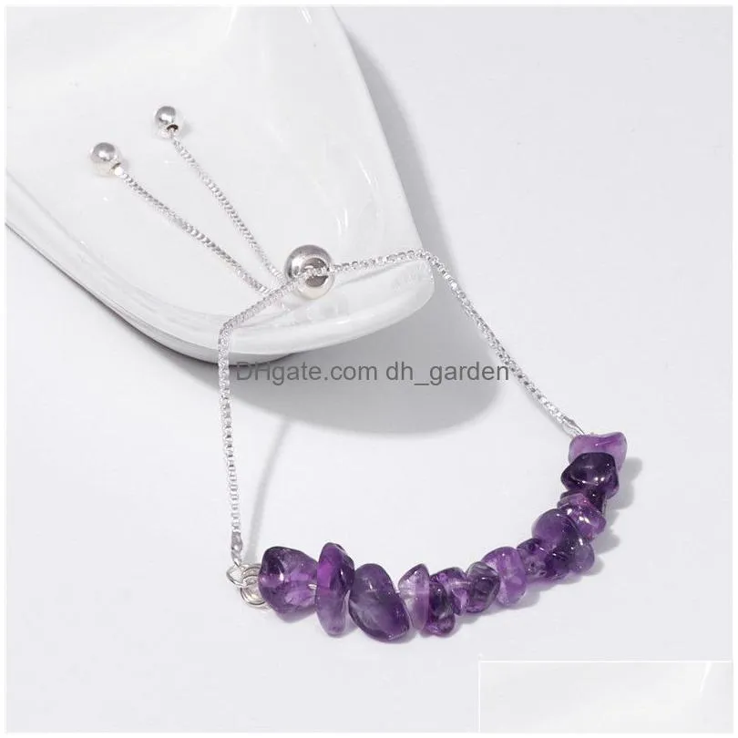 crystal irregular crushed stone beaded bracelet strands amethyst quartz wristband bangles for women jewelry gift