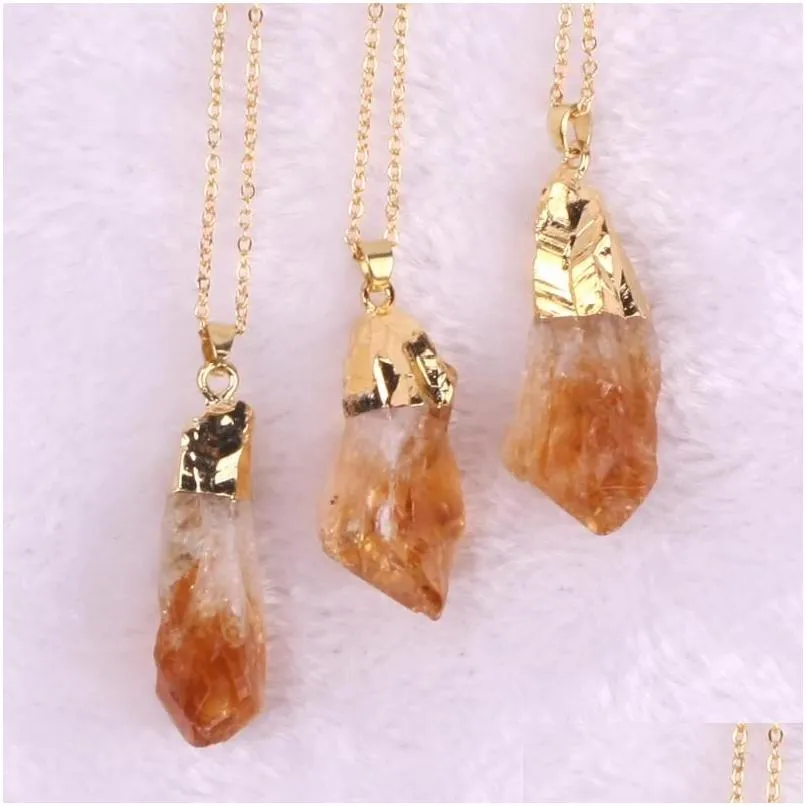 pendant necklaces wholesale 50pcs rough amethysts natural stone citrines quartz druzy reiki healing necklace pendent beads for jewelry
